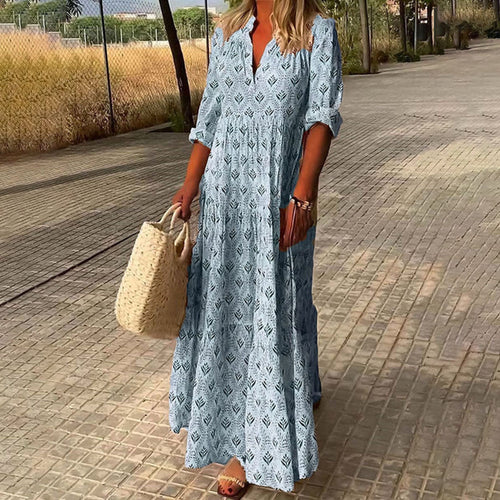 Levoire | Manches Longues Coupe Ample Robe Maxi Robe De Plage Maxi