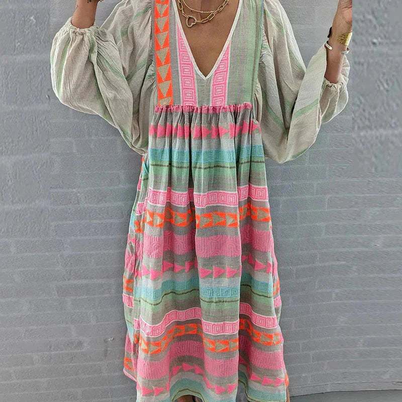 Levoire | Manches Longues Coupe Décontractée Robe Maxi Robe D'Été