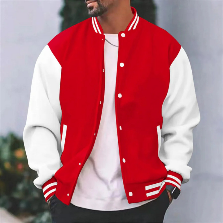 Levoire | Rippbündchen Fermeture À Boutons Veste De Baseball Veste Pour Hommes Rot
