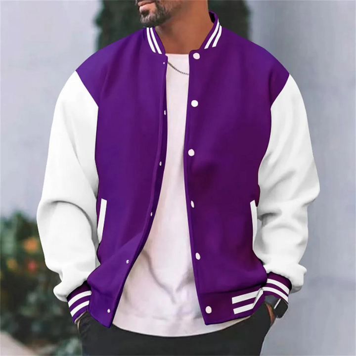 Levoire | Rippbündchen Fermeture À Boutons Veste De Baseball Veste Pour Hommes Lilas
