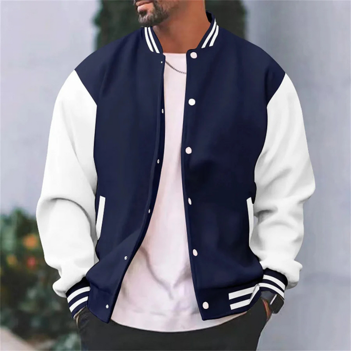 Levoire | Rippbündchen Fermeture À Boutons Veste De Baseball Veste Pour Hommes Bleu marin