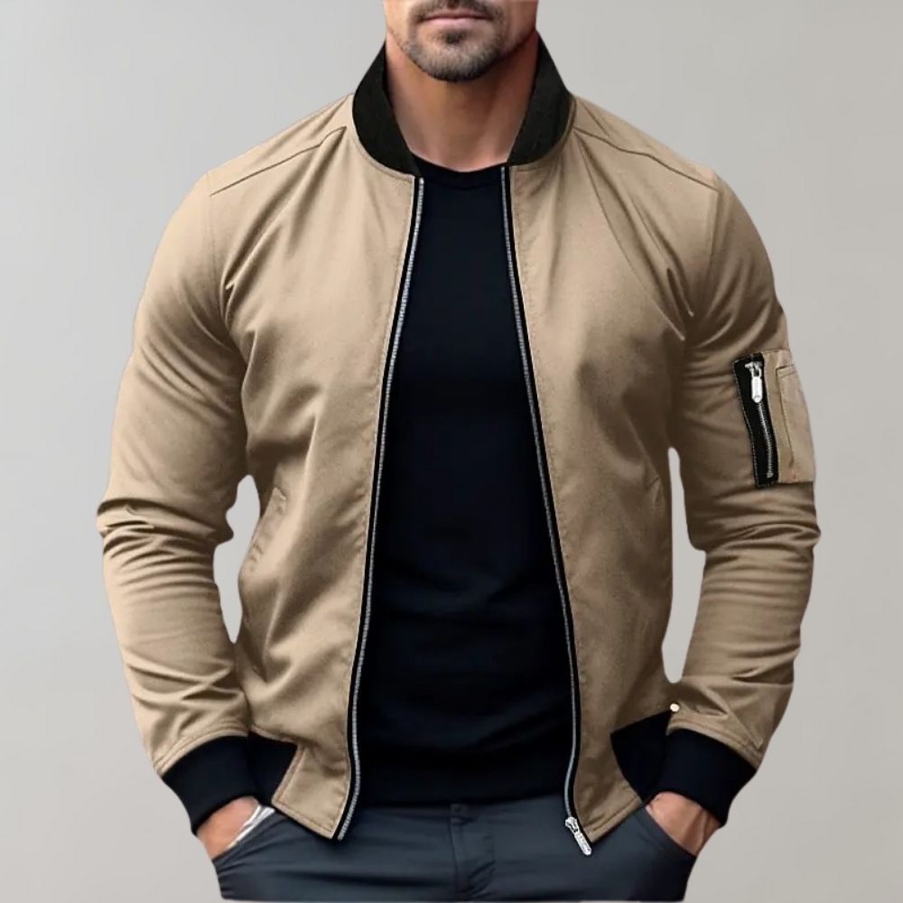 Levoire | Veste Bomber À Fermeture Éclair Pour Hommes Khaki