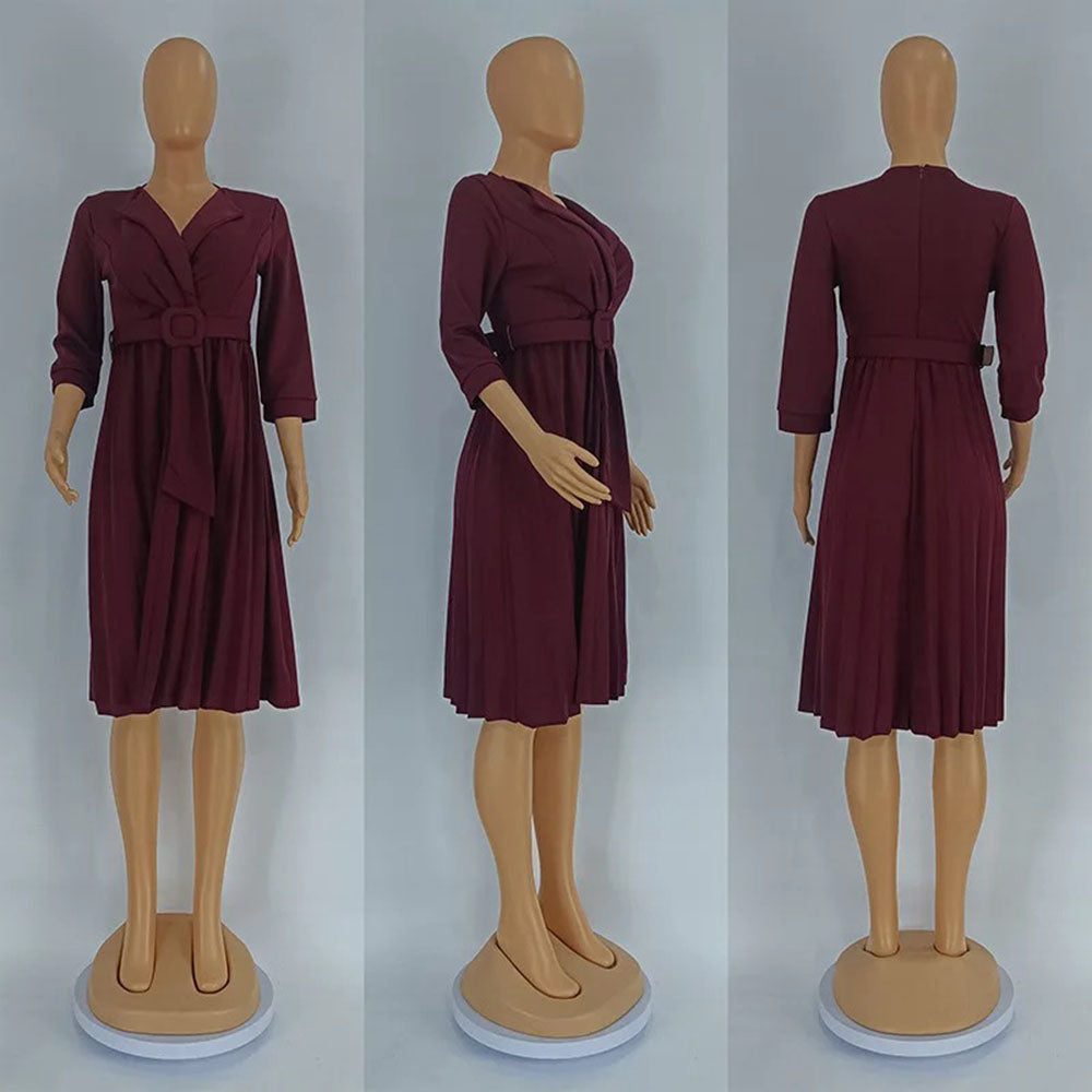 Levoire | Robe Courte Plissée À Bretelles Avec Ceinture À Décolleté En V