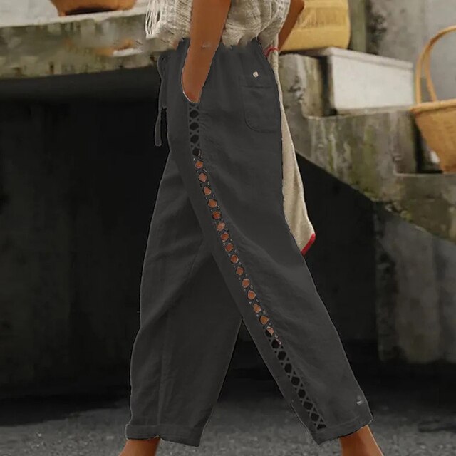 Levoire | Broderie Fleur Pantalon Noir2