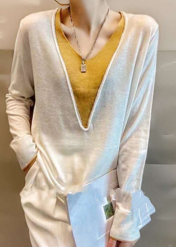 Levoire | Pull À Col En V Doux Avec Sensation Cachemire Blanc
