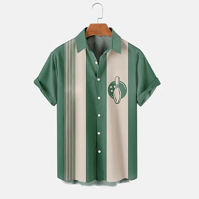 Levoire | Chemise Avec Imprime Bowling Coupe Decontractee Hommes Vert