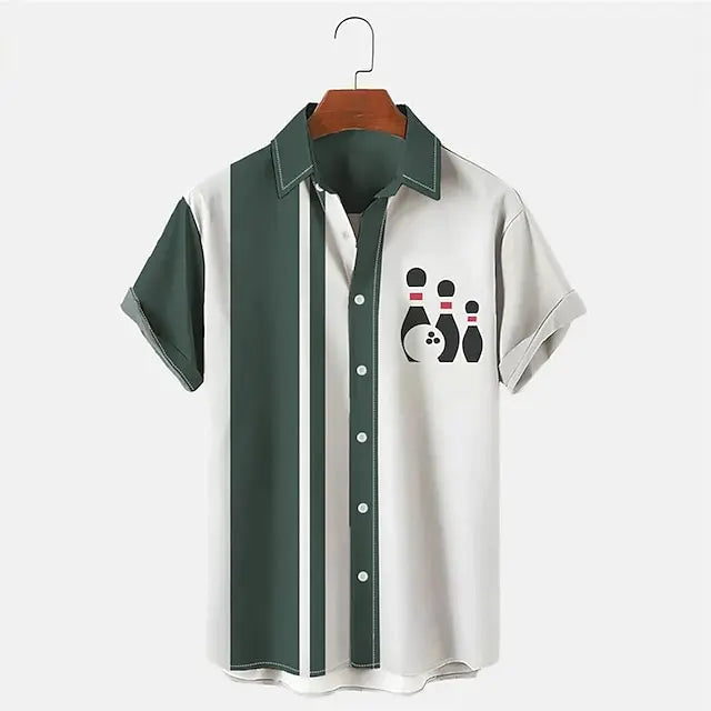Levoire | Chemise Avec Imprime Bowling Coupe Decontractee Hommes Olive