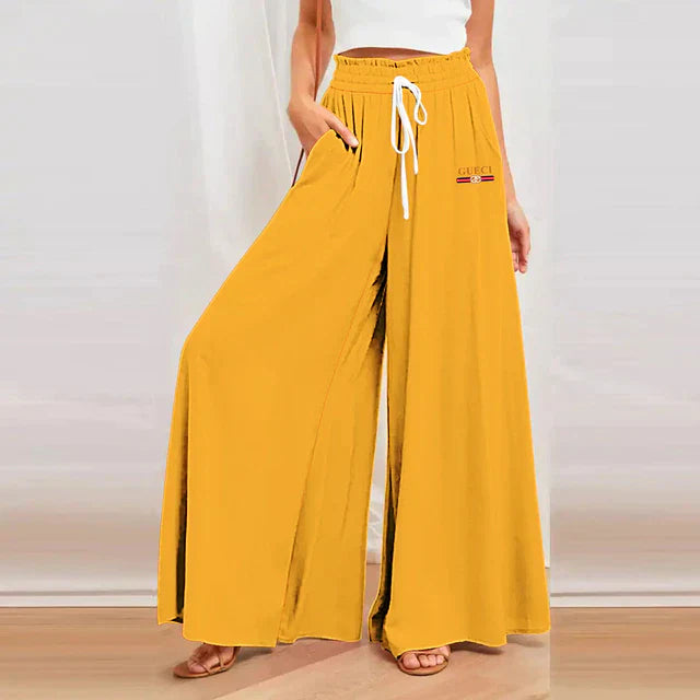 Levoire | Femmes Pantalon Large Taille Large Jaune