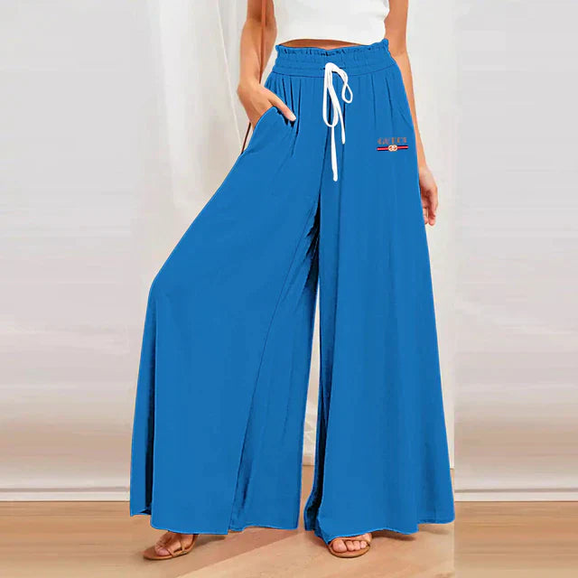 Levoire | Femmes Pantalon Large Taille Large Bleu