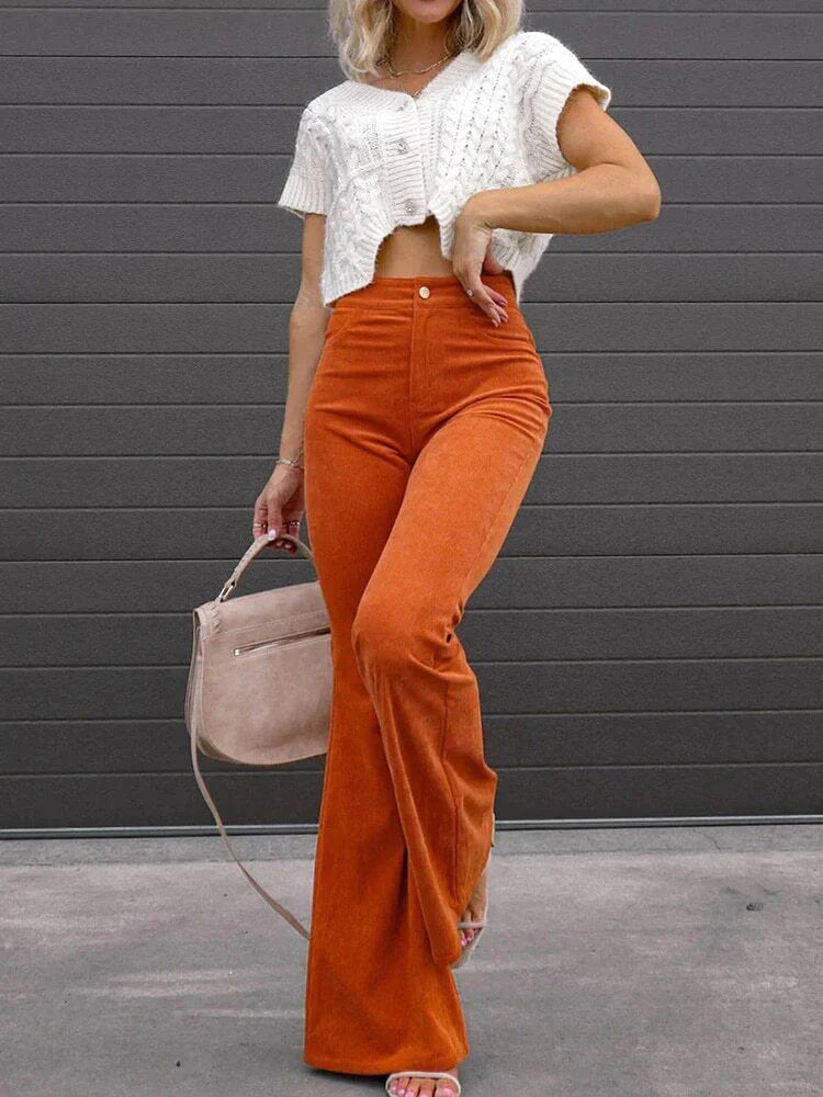 Levoire | Pantalon En Velours Côtelé Évasé Tendance Confortable Pour Toutes Les Occasions