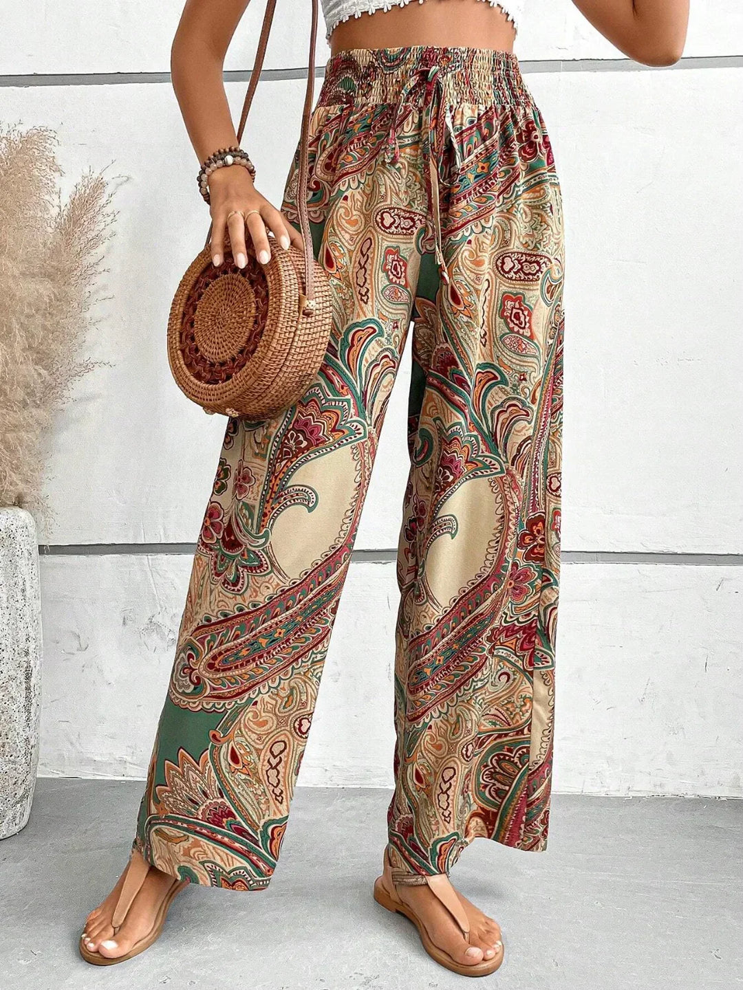 Levoire | Pantalon Palazzo Pour Femmes Taille Haute À Jambes Larges Boho