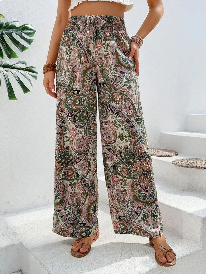 Levoire | Pantalon Palazzo Pour Femmes Taille Haute À Jambes Larges Boho Bunt