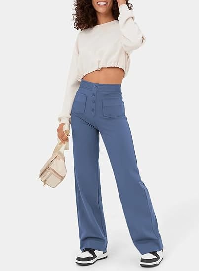 Levoire | Pantalon Stretch Taille Haute Confortable Pour Femme Bleu clair