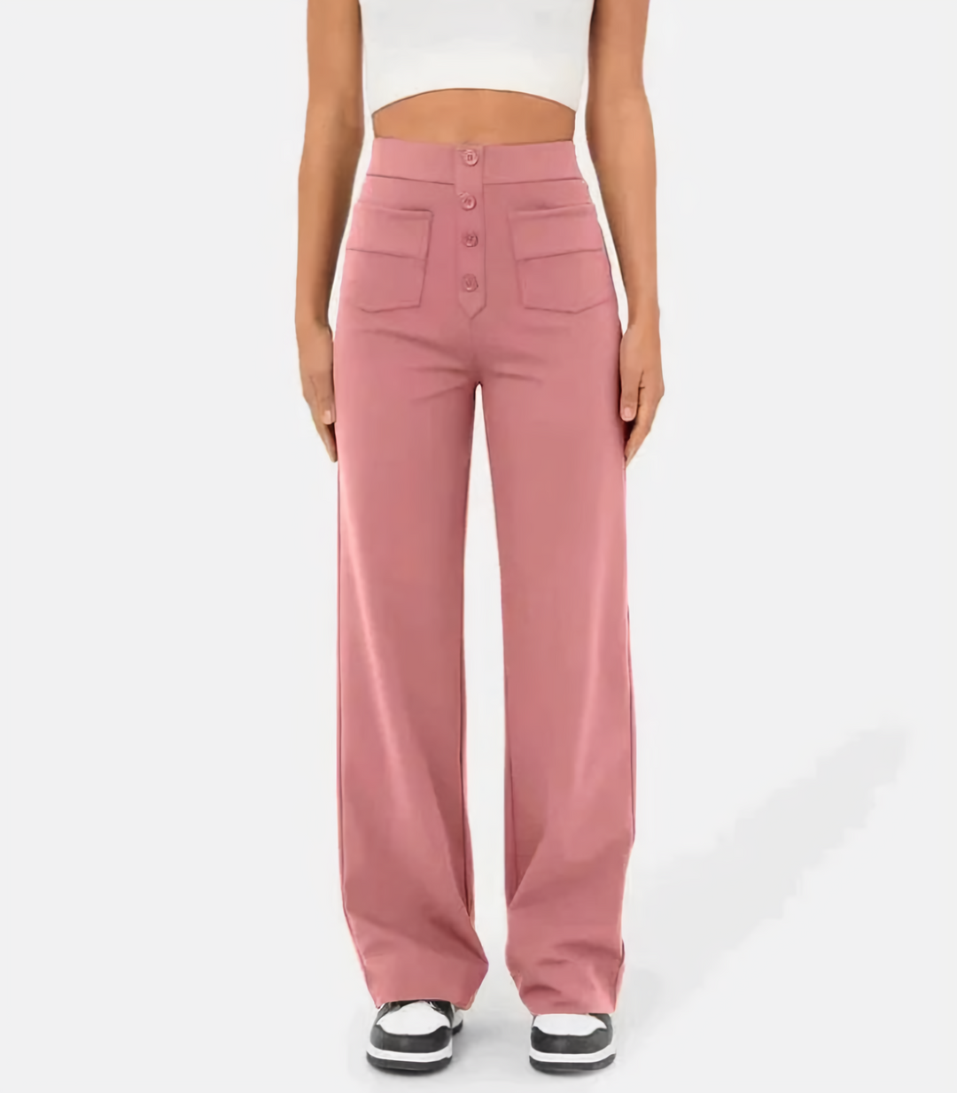 Levoire | Taille Haute Taille Élastique Poches Avec Jambes Amples Vêtements Femme Rose