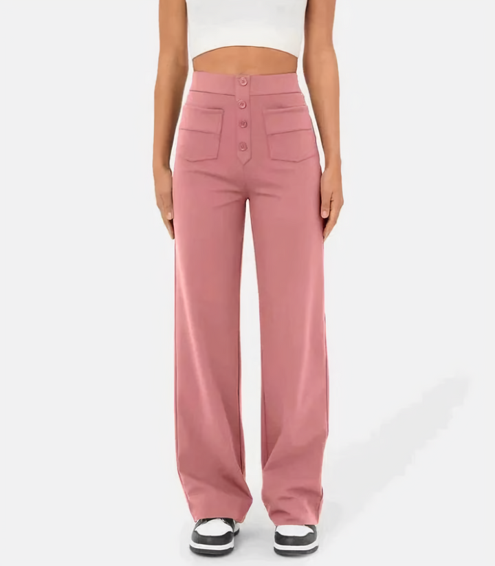 Levoire | Taille Haute Taille Élastique Poches Avec Jambes Amples Vêtements Femme Rose