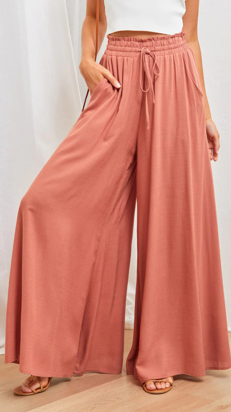 Levoire | Pantalon D'Été À Taille Élastique, Coupe Décontractée Et Jambes Évasées Orange