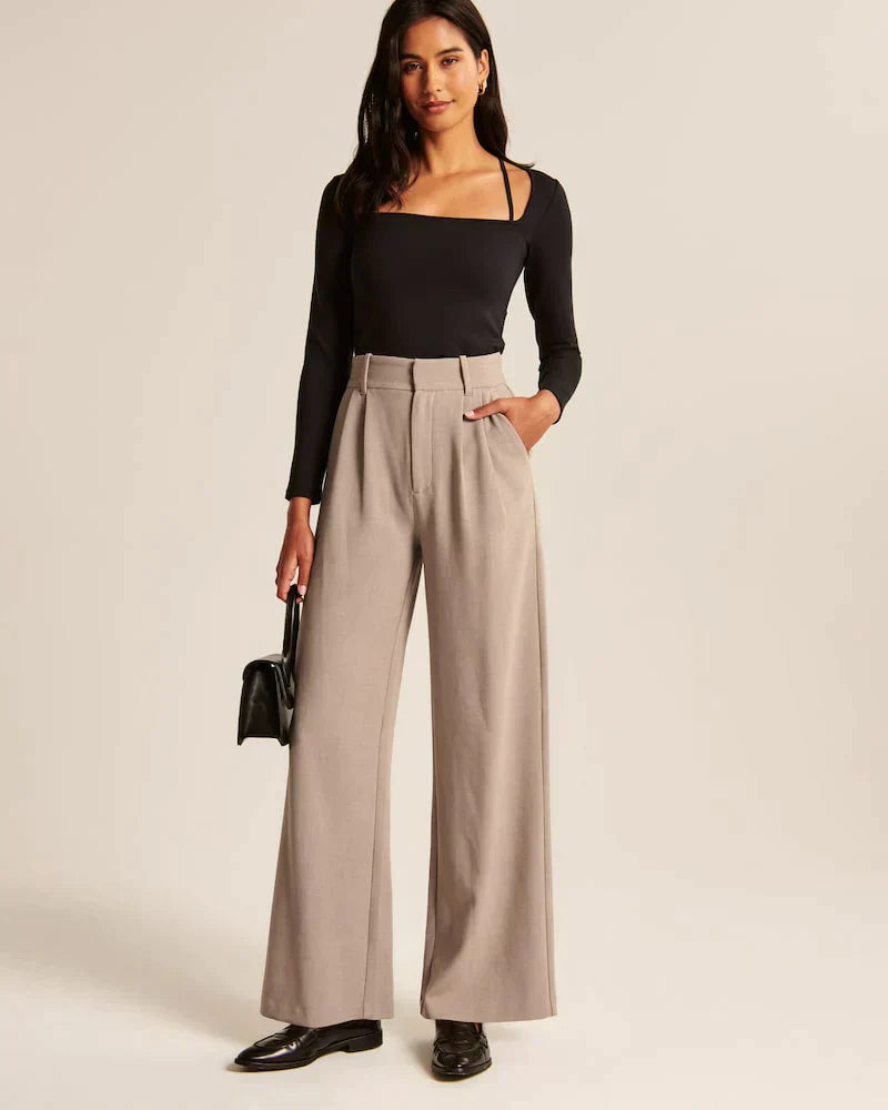 Levoire | Pantalon Plissé Taille Haute À Jambe Large Pour Femmes