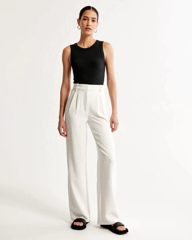 Levoire | Pantalon Plissé Taille Haute À Jambe Large Pour Femmes