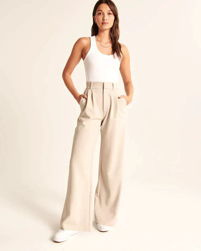 Levoire | Pantalon Plissé Taille Haute À Jambe Large Pour Femmes