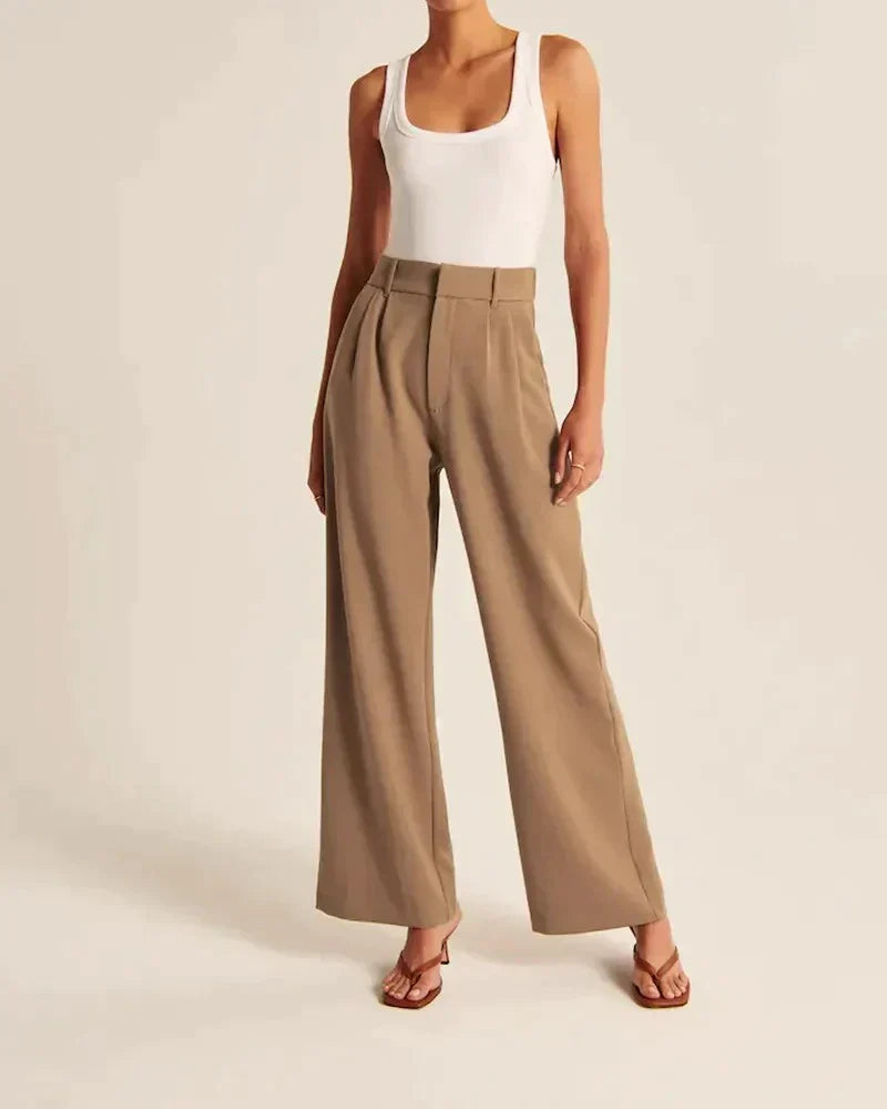 Levoire | Pantalon Plissé Taille Haute À Jambe Large Pour Femmes