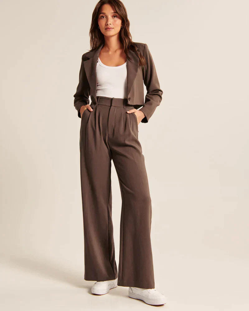 Levoire | Pantalon Plissé Taille Haute À Jambe Large Pour Femmes