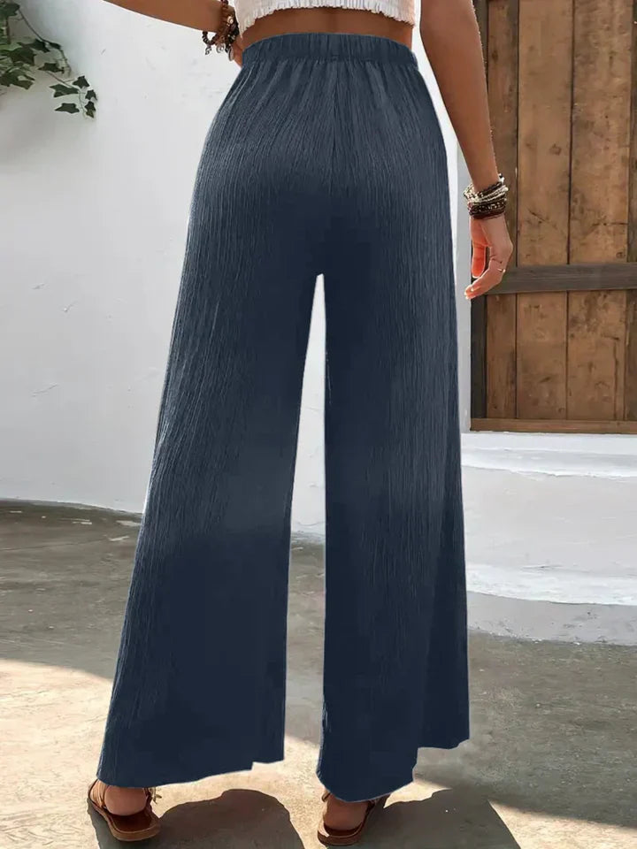 Levoire | Pantalon Palazzo Femmes Taille Haute Élastique Jambes Larges