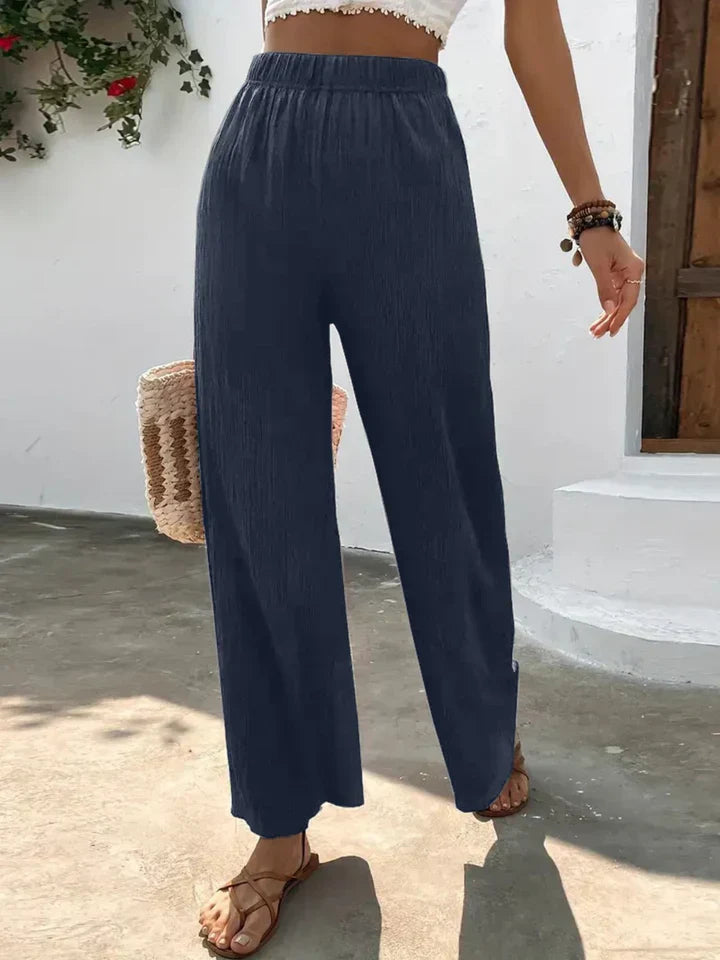 Levoire | Pantalon Palazzo Femmes Taille Haute Élastique Jambes Larges