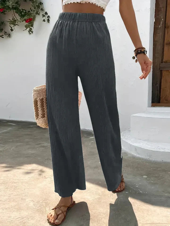 Levoire | Pantalon Palazzo Femmes Taille Haute Élastique Jambes Larges