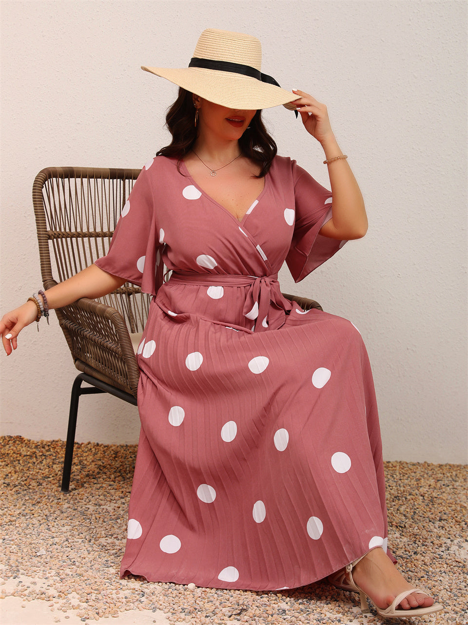 Levoire | Robe Maxi À Pois Élegante Avec Ceinture