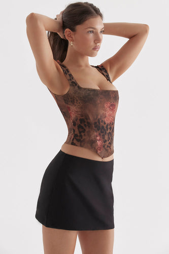 Levoire | Corset Avec Des Fleurs Et Des Motifs Léopard