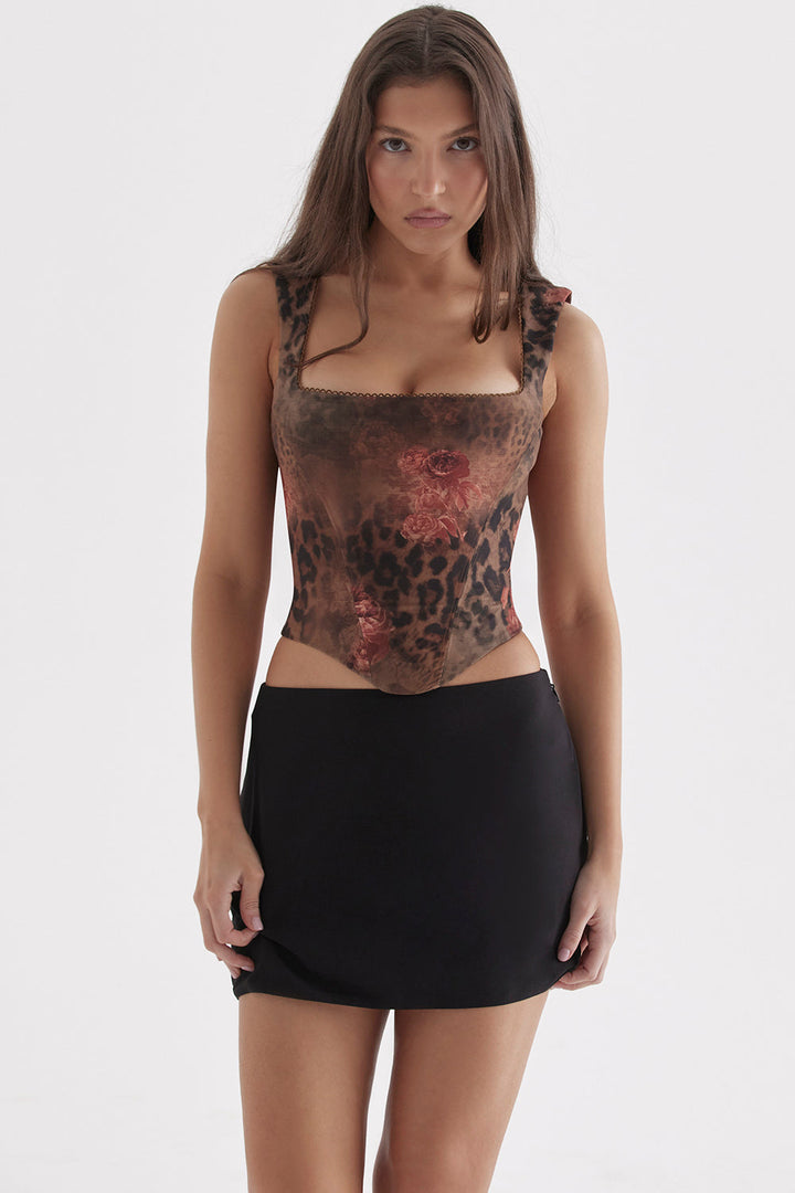Levoire | Corset Avec Des Fleurs Et Des Motifs Léopard