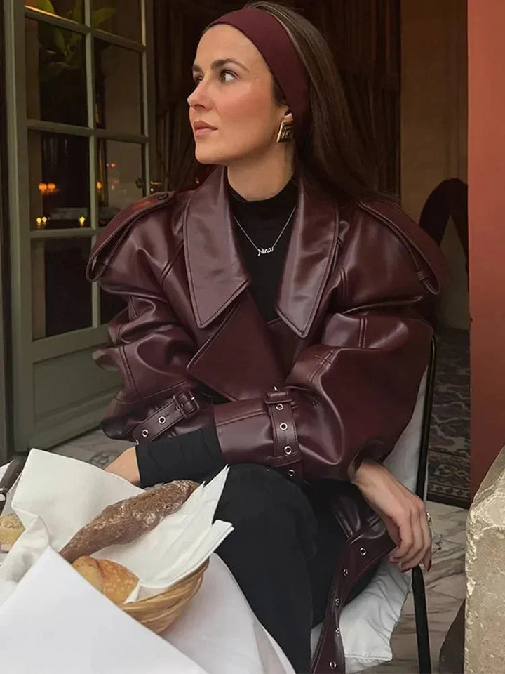 Levoire | Veste En Cuir Biker Pour Femmes Avec Ceinture