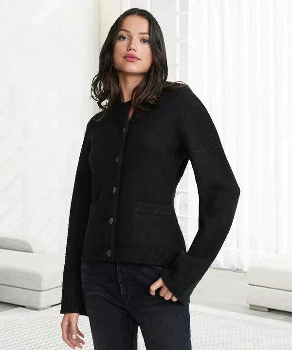 Levoire | Gilet Élégant Mélange De Laine Gilet Tricoté Femme Noir