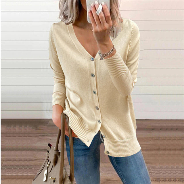 Levoire | Gilet Classique Lâche À Décolleté En V Fin Pour Femmes Beige