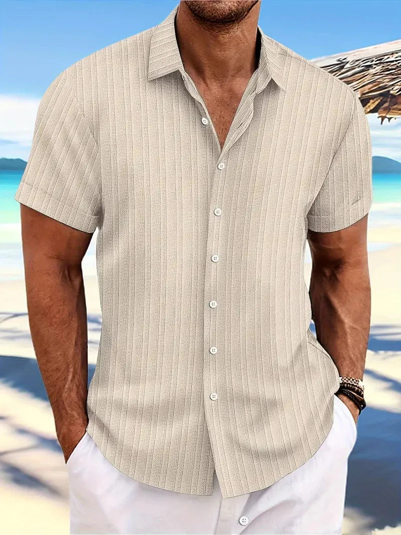 Levoire | Chemise À Manches Courtes Légère Chemise D'Été Vêtements Pour Hommes Beige