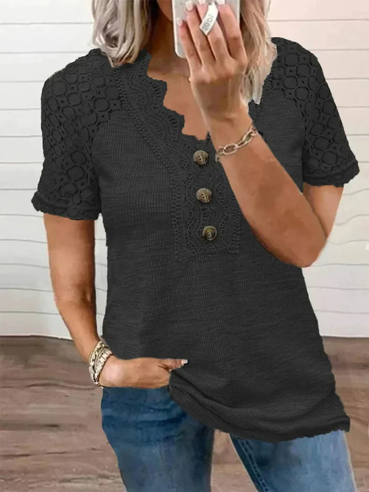 Levoire | Blouse Nouée À Manches Courtes Pour Femmes Noir
