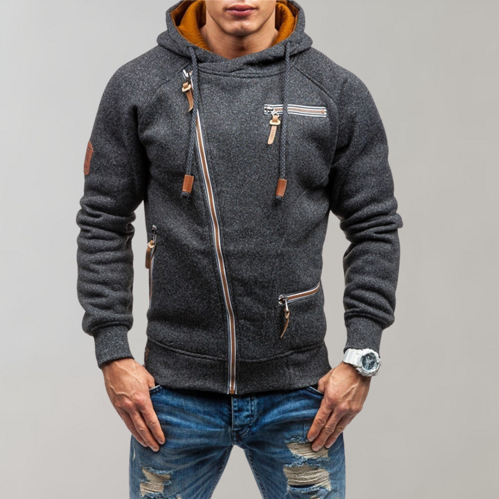 Levoire | Slim Long Hoodie with Zip Noir