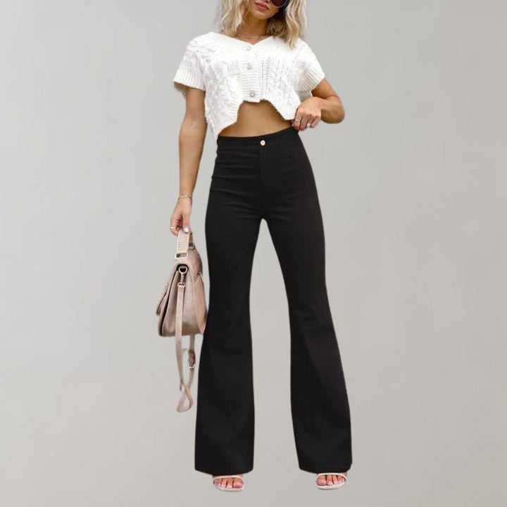 Levoire | Pantalon En Velours Côtelé Évasé À La Mode Noir