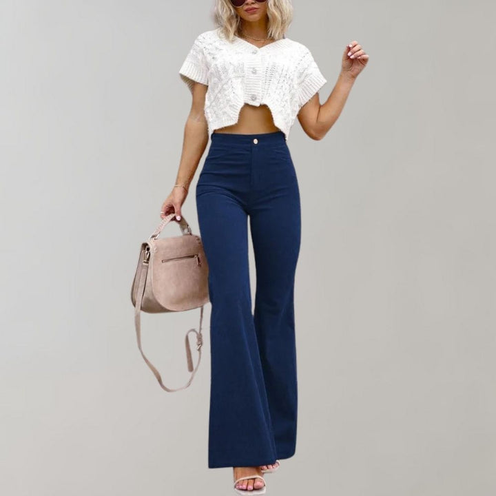 Levoire | Pantalon En Velours Côtelé Évasé À La Mode Marine bleu