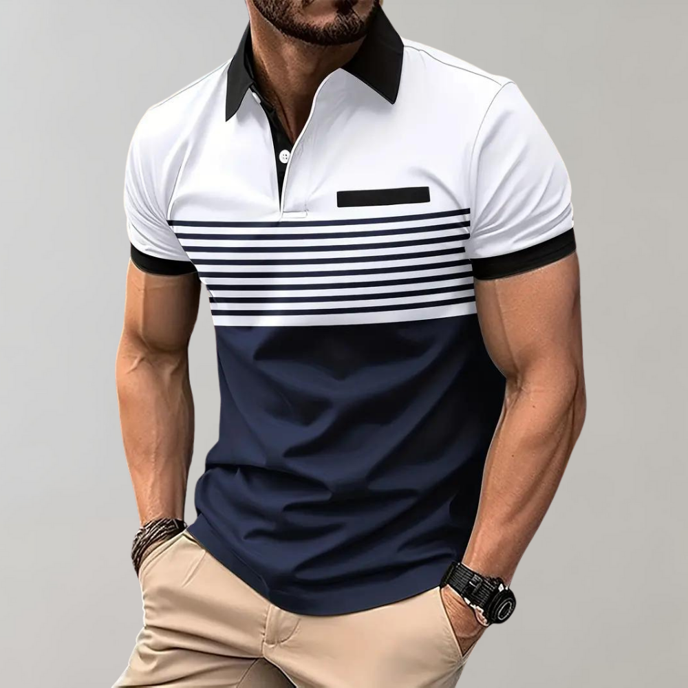 Levoire | Polo Rayé Décontracté Pour Homme Blanc