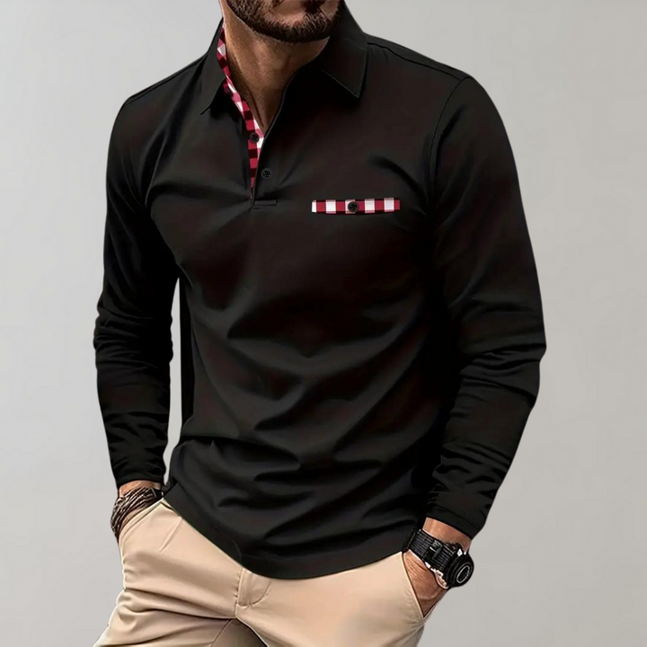 Levoire | Polo À Manches Longues Pour Hommes Noir