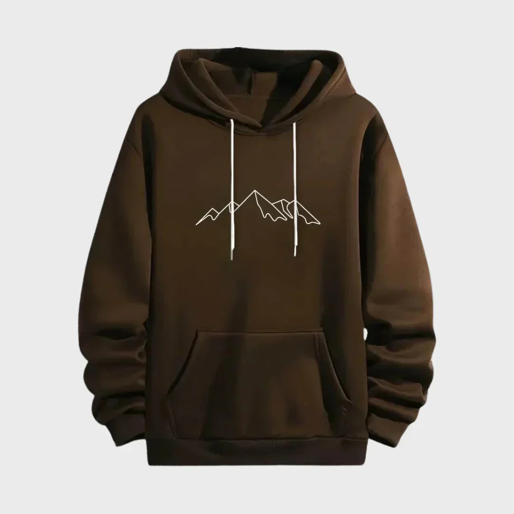 Levoire | Hoodie Avec Impression De Montagne Marron foncé