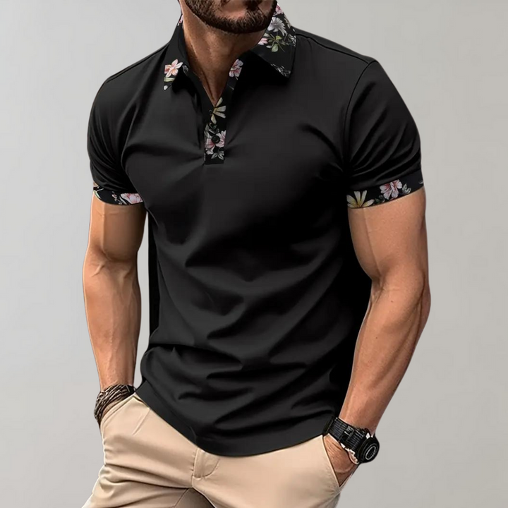 Levoire | Polo Décontracté Avec Imprimé Tropical Pour Homme Noir