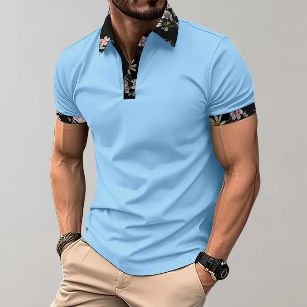 Levoire | Polo Décontracté Avec Imprimé Tropical Pour Homme Bleu ciel