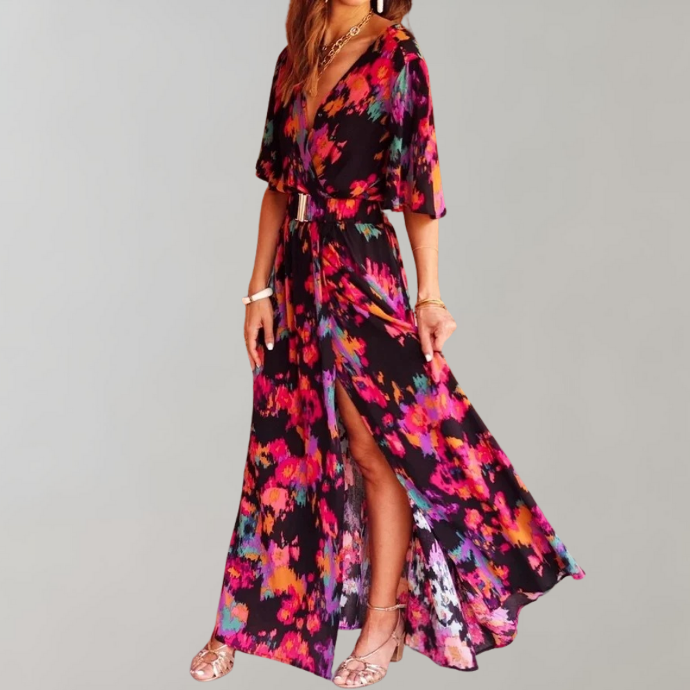 Levoire | Maxi Robe Portefeuille Pour L'Été Noir
