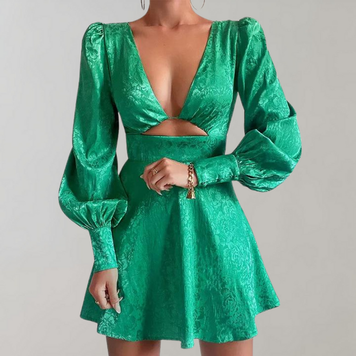 Levoire | Robe À Manches Bouffantes Élégante Vert