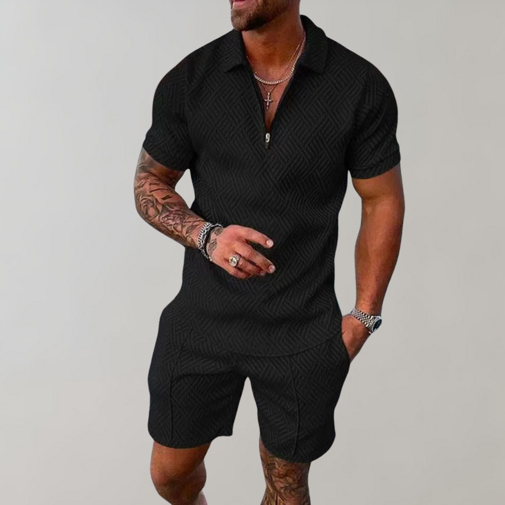 Levoire | Ensemble Polo Et Shorts D'Été Pour Hommes noir