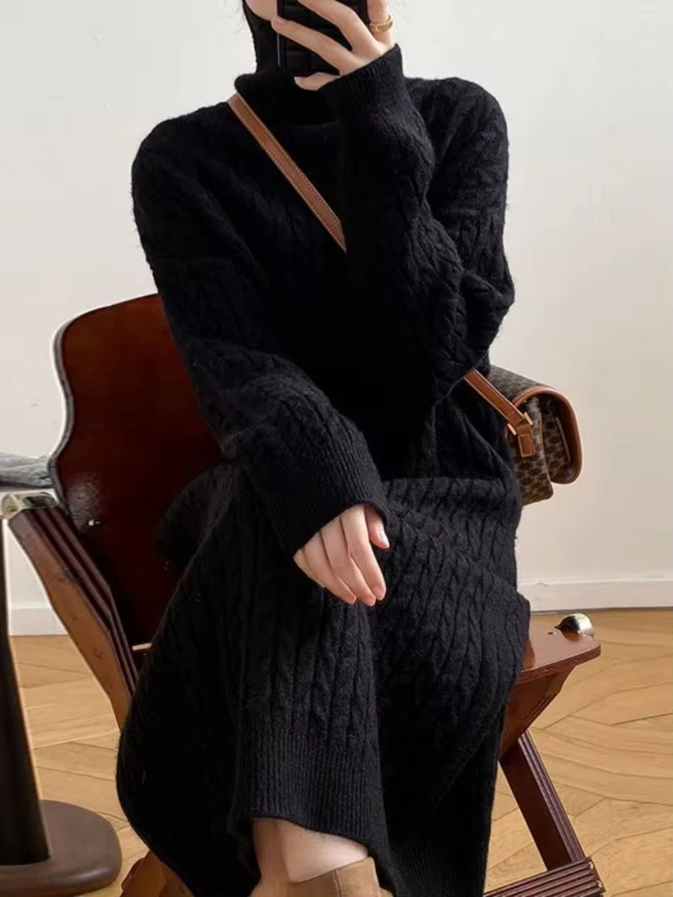 Levoire | Robe En Tricot À Motif De Torsade Noir Taille unique