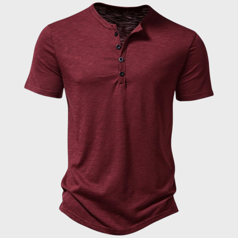 Levoire | T-Shirt Décontracté À Col En V Pour Hommes Rouge vin