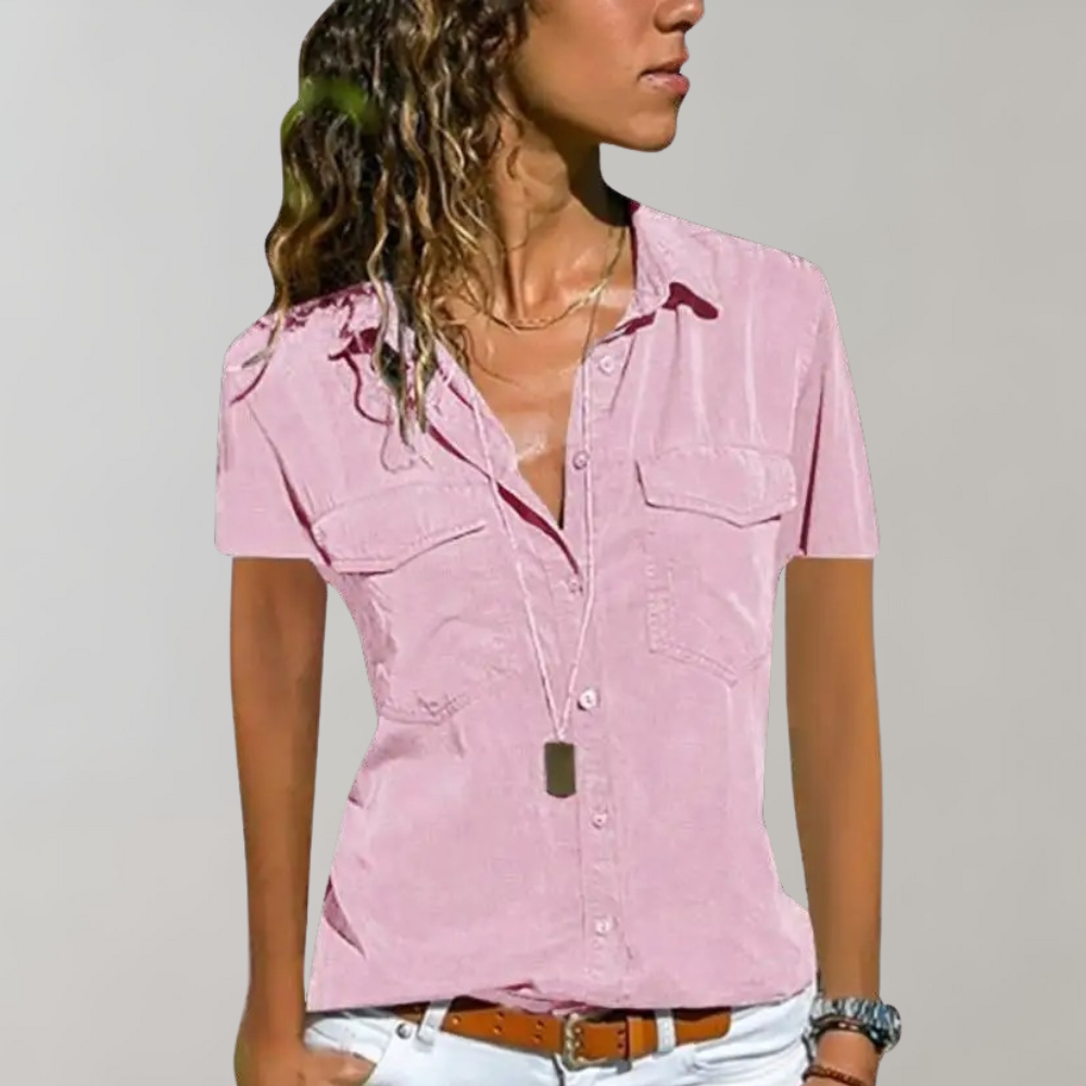 Levoire | Chemisier Femme À Manches Courtes Rosa